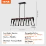 4-Light Kitchen Island Pendant Lights 60W Justerbar spisestue