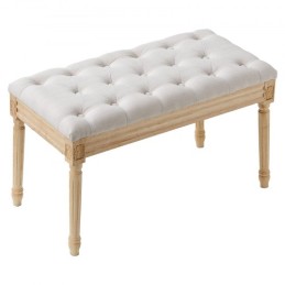 Upholstered Bench, 16"W Ottoman Bench, End of Bed Bench with Foam Padded Cushion and Rubberwood Legs, Tufted Footrest Stool