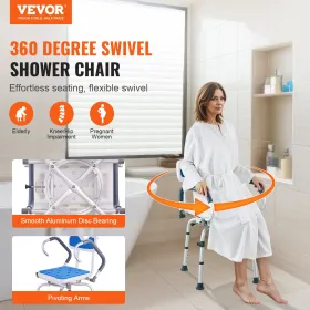 Brusestol 360â ° Swivel Bathtub Bruser sæde med drejelige arme