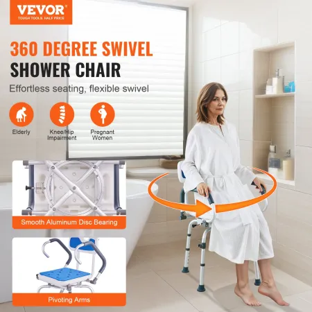 Brusestol 360â ° Swivel Bathtub Bruser sæde med drejelige arme