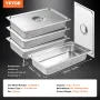 4 Pack Hotel Pans, Full Size Anti-Jam Steam Pan with Lid, 0.8mm Thick Stainless Steel Steam Table Pan, 4-Inch Deep Commercial Ta