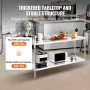 24 x 72 x 36 Inch Stainless Steel Work Table, Commercial Food Prep Worktable Heavy Duty Prep Worktable, Metal Work Table with Ad