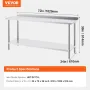 24 x 72 x 36 Inch Stainless Steel Work Table, Commercial Food Prep Worktable Heavy Duty Prep Worktable, Metal Work Table with Ad