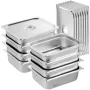 8 Pack Hotel Pans, 1/2 Size Anti-Jam Steam Pan with Lid, 0.8mm Thick Stainless Steel Steam Table Pan, 4-Inch Deep Commercial Tab