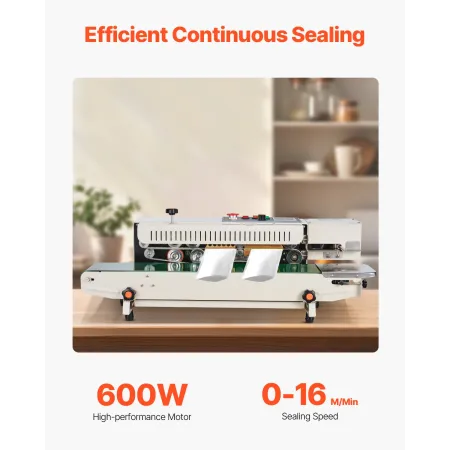 Continuous Bag Band Sealing Machine, 0.24-0.47 in/6-12 mm Seal Width, Horizontal Band Sealer Machine with Digital Temperature Co