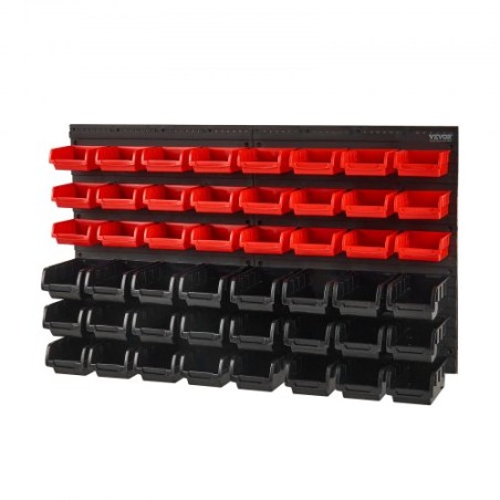 Wall Mounted Storage Bins, 48-Bin Parts Rack Organizer Garage Plastic Shop Tool with Wall Panels, Tool Organizer for Nuts,