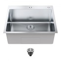 Køkkenvask, 304 Rustfrit stål Drop-in Sinks, Top Mount Single Bowl Basin med tilbehør (pakke med 2), husholdningsopvaskemaskine