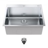 Køkkenvask, 304 Rustfrit stål Drop-in Sinks, Top Mount Single Bowl Basin med tilbehør (pakke med 2), husholdningsopvaskemaskine