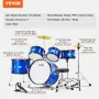 Kids Drum Set, 5-Piece, 16 in Beginner Full Drum Set with Bass Toms Snare Floor Drum Adjustable Throne Cymbal Hi-Hat Pedal and T