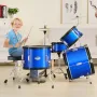 Kids Drum Set, 5-Piece, 16 in Beginner Full Drum Set with Bass Toms Snare Floor Drum Adjustable Throne Cymbal Hi-Hat Pedal and T