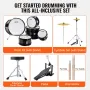 Kids Drum Set 5-Piece 16 i Beginner Children Drum Set med