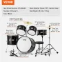Kids Drum Set, 5-Piece, 16 in Beginner Full Drum Set with Bass Toms Snare Floor Drum Adjustable Throne Cymbal Hi-Hat Pedal and T