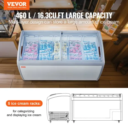 460 L COMMERCIAL ICE CREACE CASE Gelato Dypping Freezer Cabinet