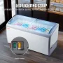 Commercial Ice Cream Display Case, 460 L Chest Freezer, Mobile Glass Top Deep Freezer, Restaurant Gelato Dipping Cabinet with 5 