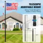 20ft teleskopisk flagstangsæt kraftigt aluminiumsflagstang sort