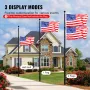 20FT Telescopic Flagpole Kit, Heavy Duty Aluminum Alloy Flag Pole Kit in Ground for Outside, 3 Display Modes Flagpole with Profe