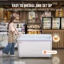 Commercial Ice Cream Display Case, 362 L Chest Freezer, Mobile Glass Top Deep Freezer, Restaurant Gelato Dipping Cabinet with 4 
