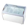 Commercial Ice Cream Display Case, 362 L Chest Freezer, Mobile Glass Top Deep Freezer, Restaurant Gelato Dipping Cabinet with 4 