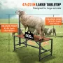 Goat & Sheep Stand, 47x23 inch Livestock Stand, Metal Livestock Milking and Shearing Stand 21" to 33" Adjustable Height, with He
