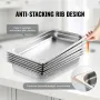 6 Pack Hotel Pans, Full Size Anti-Jam Steam Pan, 0.8mm Thick Stainless Steel Restaurant Steam Table Pan, 2.5-Inch Deep Commercia
