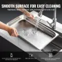 6 Pack Hotel Pans, Full Size Anti-Jam Steam Pan, 0.8mm Thick Stainless Steel Restaurant Steam Table Pan, 2.5-Inch Deep Commercia