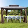 Patio Gazebo 10x10ft Hardtop Gazebo Gazebo with Mosquito Netting Outdoor Gazebo Patio Tent Garden Winds Replacement Canopy Doubl