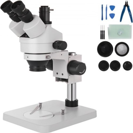3.5X-90X Stereo Microscope 360Â°Swiveling Trinocular Stereo Microscope with Pillar Stand