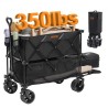 Foldable Double Decker Wagon, 400L Collapsible Wagon Cart with All-Terrain Wheels, Heavy Duty Folding Wagon Cart 350 lbs Weight
