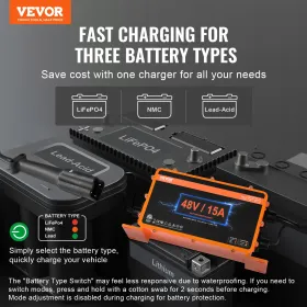 48 volt 15 amp golfvogn smart batterioplader til yamaha g29