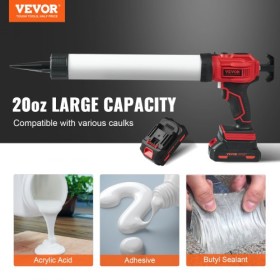 20V Cordless Electric Caulking Gun 20oz/600ml with 4 Adjustable Speeds