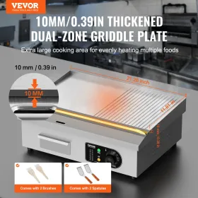 Commercial Electric Griddle 3200W Countertop Half-Flat Top Grill 122â„‰-572â„‰