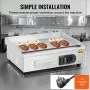 Commercial Electric Griddle, 3200W Countertop Half-Flat Top Grill, 122℉-572℉ Adjustable Temp, 21.26x11.81x0.39in Stainless Steel