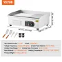 Commercial Electric Griddle, 3200W Countertop Half-Flat Top Grill, 122℉-572℉ Adjustable Temp, 21.26x11.81x0.39in Stainless Steel