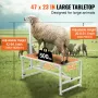 Goat & Sheep Stand, 47x23 inch Livestock Stand, Metal Livestock Milking and Shearing Stand 21" to 33" Adjustable Height, with He