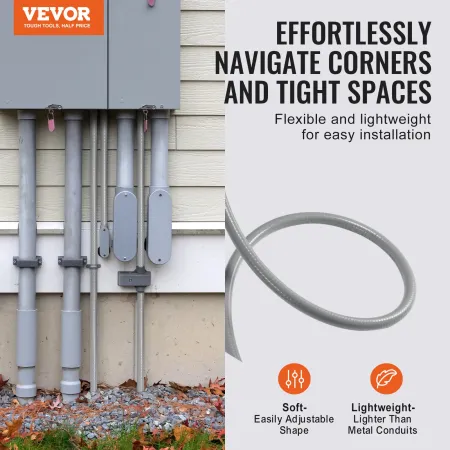 12.7mm(1/2 in) Flexible Liquid-Tight Electrical PVC Conduit 30.5m Non-Metallic
