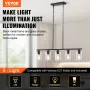5-Light Kitchen Island Pendant Lights, 60W, Adjustable Dining Room Light Fixture with Clear Glass Lampshade 4 Rods 2 Metal Chain