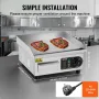 Commercial Electric Griddle, 2000W Countertop Flat Top Grill, 122℉-572 ℉ Adjustable Temp, 14.17 x 11.81 x 0.39in Stainless Steel