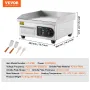 Commercial Electric Griddle, 2000W Countertop Flat Top Grill, 122℉-572 ℉ Adjustable Temp, 14.17 x 11.81 x 0.39in Stainless Steel