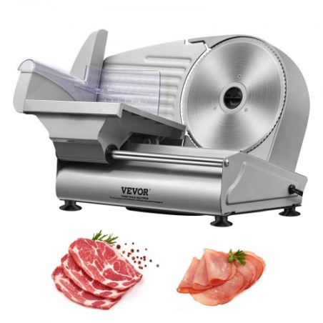Kødskiver, 180W Electric Deli Food Slicer med 7,5 "SUS420 Rustfrit stålblad og bladbeskyttelse, 0 - 0,6 tommer justerbar