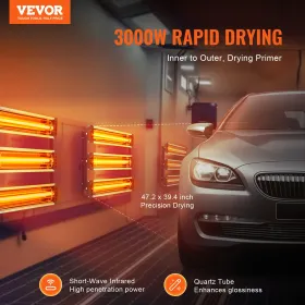 3x Lacktrockner Strahler Infrarotstrahler Heizstrahler Infrarot Lampe 3kW