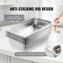 6 Pack Hotel Pans, Full Size Anti-Jam Steam Pan, 0.8mm Thick Stainless Steel Restaurant Steam Table Pan, 4-Inch Deep Commercial 