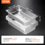 6 Pack Hotel Pans, Full Size Anti-Jam Steam Pan, 0.8mm Thick Stainless Steel Restaurant Steam Table Pan, 4-Inch Deep Commercial 
