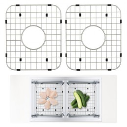 Sink Protector Grid 2pcs, 13,7 "X11.6" Rustfrit stål synke rist, centreret drænvask riste med R50 hjørne radius, stor