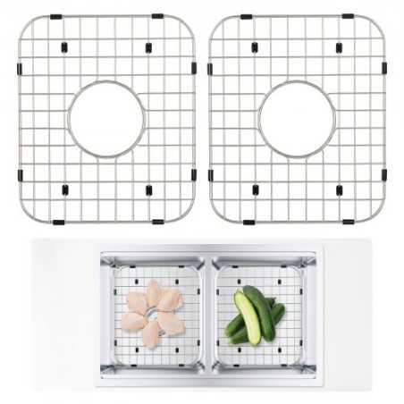 Sink Protector Grid 2pcs, 13,7 "X11.6" Rustfrit stål synke rist, centreret drænvask riste med R50 hjørne radius, stor