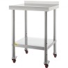 Stainless Steel Prep Table, 24 x 24 x 35 Inch, 440lbs Load Capacity Heavy Duty Metal Worktable with Backsplash Adjustable