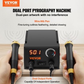 Wood Burning Kit 200~700Â°C Adjustable Dual Pyrography Pen 23 Wire Nibs