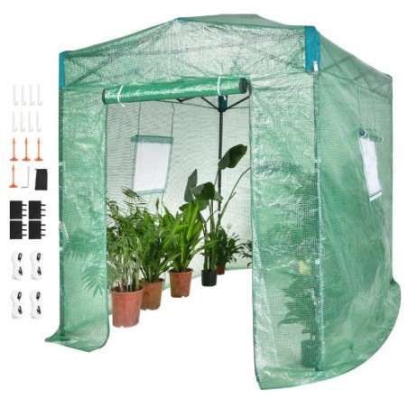 Pop Up Greenhouse, 8'X 6'X 7.5 'Pop-Up Green House, oprettet i minutter, højstyrke PE-dækning med døre og vinduer og