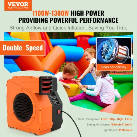 Inflatable Blower, 1100W, 1.5 & 1.7 HP Bounce House Blower, Pump Commercial Air Blower for Inflatables, 3100 RPM Bouncy Castle E