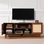 Rattan TV Stand 191cm TV Boho TV Cabinet TV Cabinet Walnut