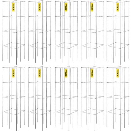 Tomatbure, 11,8 "x 11,8" x 46,1 ", 10 pakker firkantede plantestøttebure, sølv PVC-coated stål tomattårne ​​til klatring